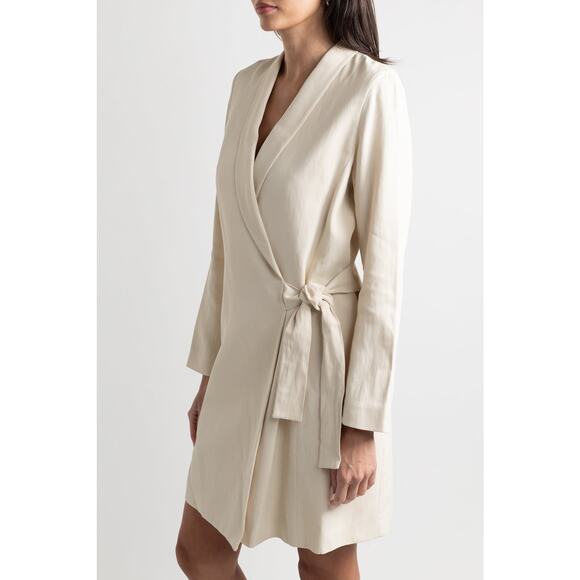 Massimo Dutti Cream Collared Wrap Dress - Picture 3 of 6